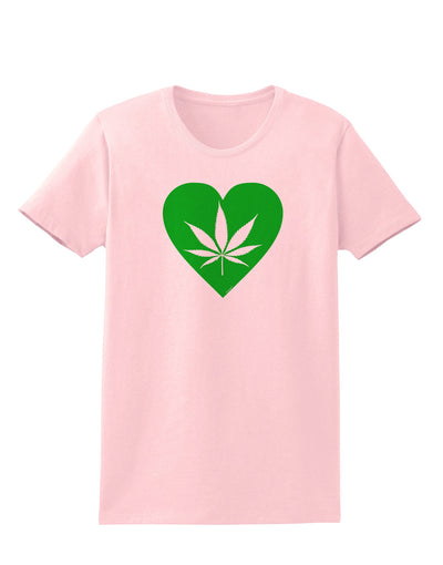 Marijuana Leaf Heart Green Womens T-Shirt-Womens T-Shirt-TooLoud-PalePink-X-Small-Davson Sales