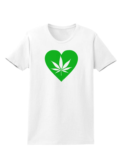 Marijuana Leaf Heart Green Womens T-Shirt-Womens T-Shirt-TooLoud-White-X-Small-Davson Sales