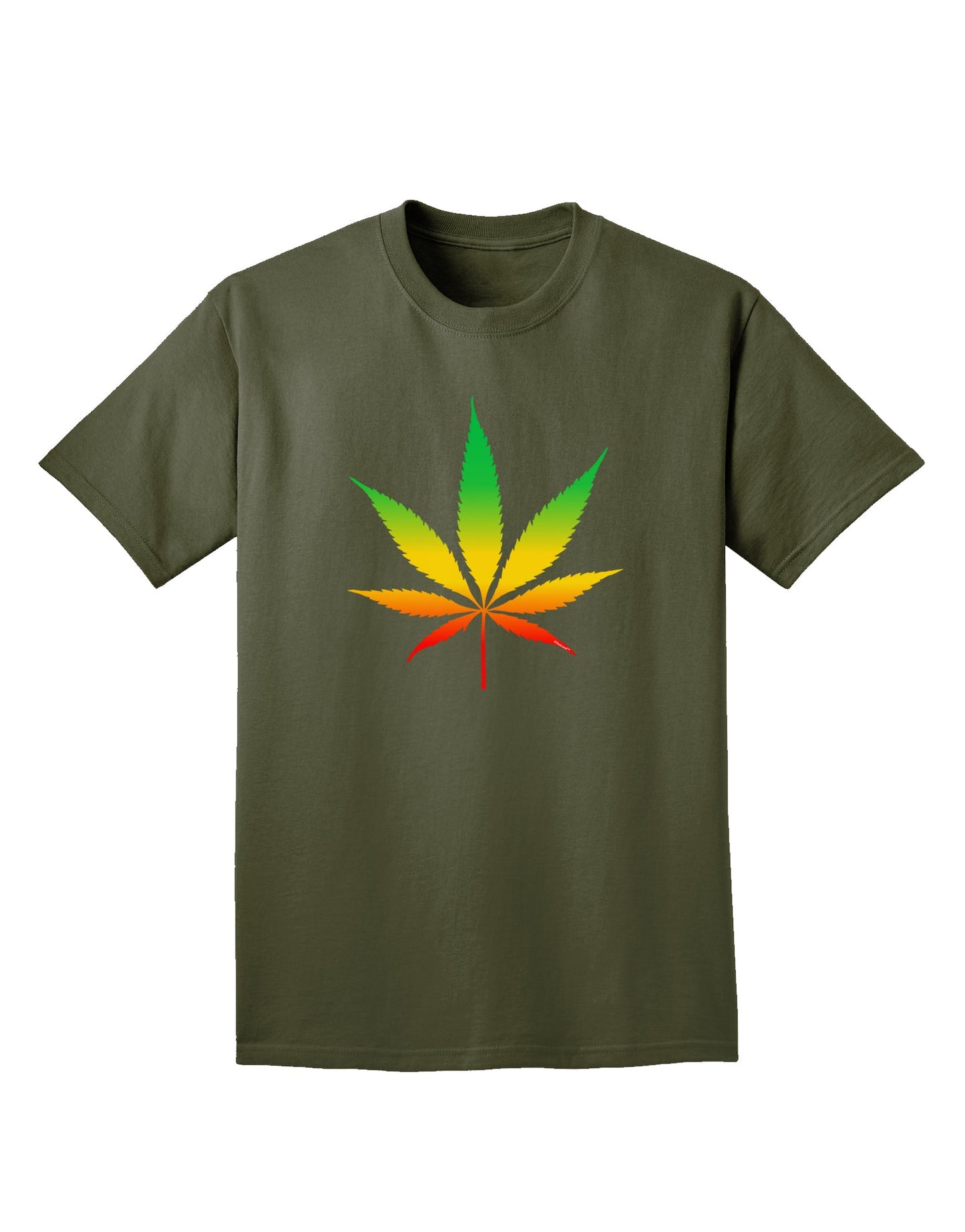 Marijuana Leaf Rastafarian Colors Adult Dark T-Shirt-Mens T-Shirt-TooLoud-Military-Green-Small-Davson Sales