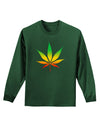 Marijuana Leaf Rastafarian Colors Adult Long Sleeve Dark T-Shirt-TooLoud-Dark-Green-Small-Davson Sales