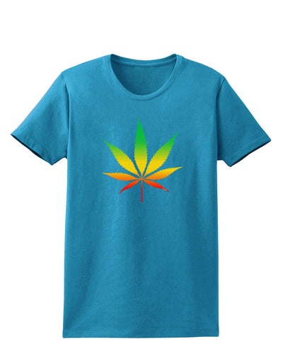 Marijuana Leaf Rastafarian Colors Womens Dark T-Shirt-Womens T-Shirt-TooLoud-Turquoise-X-Small-Davson Sales