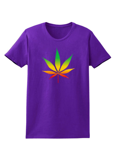 Marijuana Leaf Rastafarian Colors Womens Dark T-Shirt-Womens T-Shirt-TooLoud-Purple-X-Small-Davson Sales