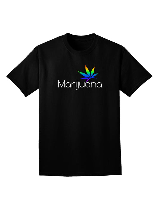 Marijuana Text and Leaf - Rainbow Adult Dark V-Neck T-Shirt-Mens V-Neck T-Shirt-TooLoud-Black-Small-Davson Sales
