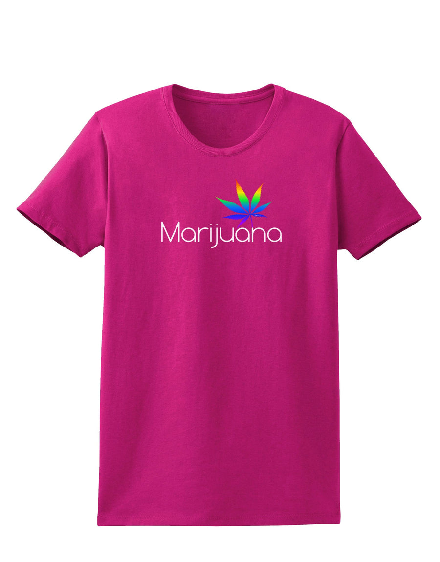 Marijuana Text and Leaf - Rainbow Womens Dark T-Shirt-Womens T-Shirt-TooLoud-Black-X-Small-Davson Sales