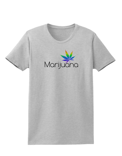 Marijuana Text and Leaf - Rainbow Womens T-Shirt-Womens T-Shirt-TooLoud-AshGray-X-Small-Davson Sales