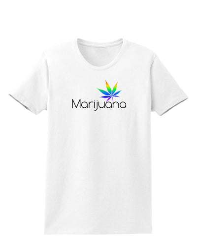 Marijuana Text and Leaf - Rainbow Womens T-Shirt-Womens T-Shirt-TooLoud-White-X-Small-Davson Sales