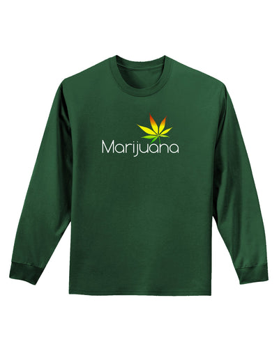 Marijuana Text and Leaf - Rastafarian Adult Long Sleeve Dark T-Shirt-TooLoud-Dark-Green-Small-Davson Sales