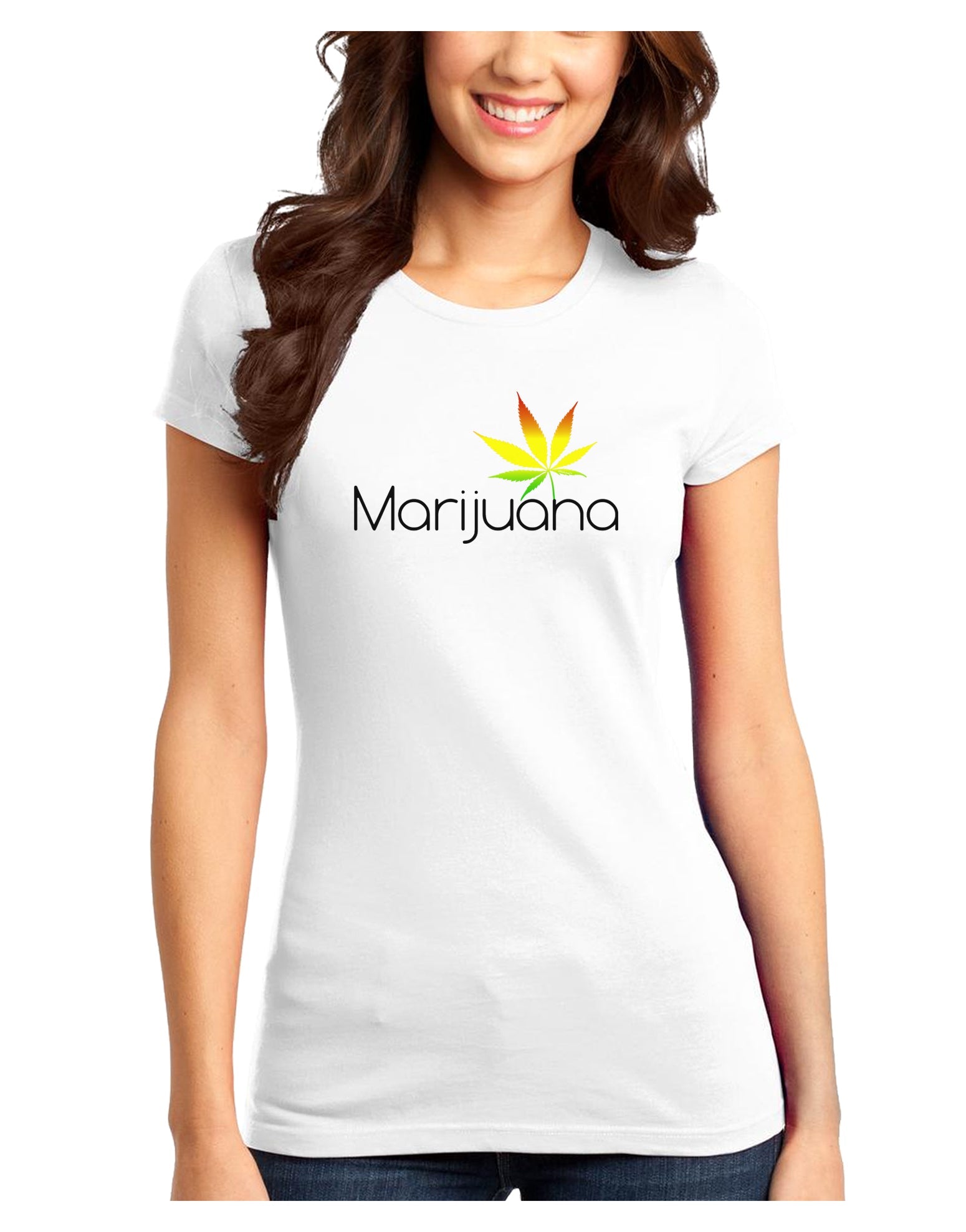 Marijuana Text and Leaf - Rastafarian Juniors T-Shirt-Womens Juniors T-Shirt-TooLoud-White-Juniors Fitted XS-Davson Sales