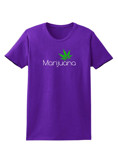 Marijuana Text and Leaf Womens Dark T-Shirt-Womens T-Shirt-TooLoud-Purple-X-Small-Davson Sales