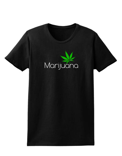 Marijuana Text and Leaf Womens Dark T-Shirt-Womens T-Shirt-TooLoud-Black-X-Small-Davson Sales