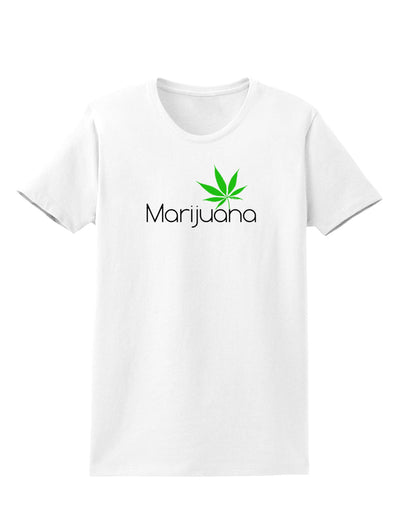 Marijuana Text and Leaf Womens T-Shirt-Womens T-Shirt-TooLoud-White-X-Small-Davson Sales