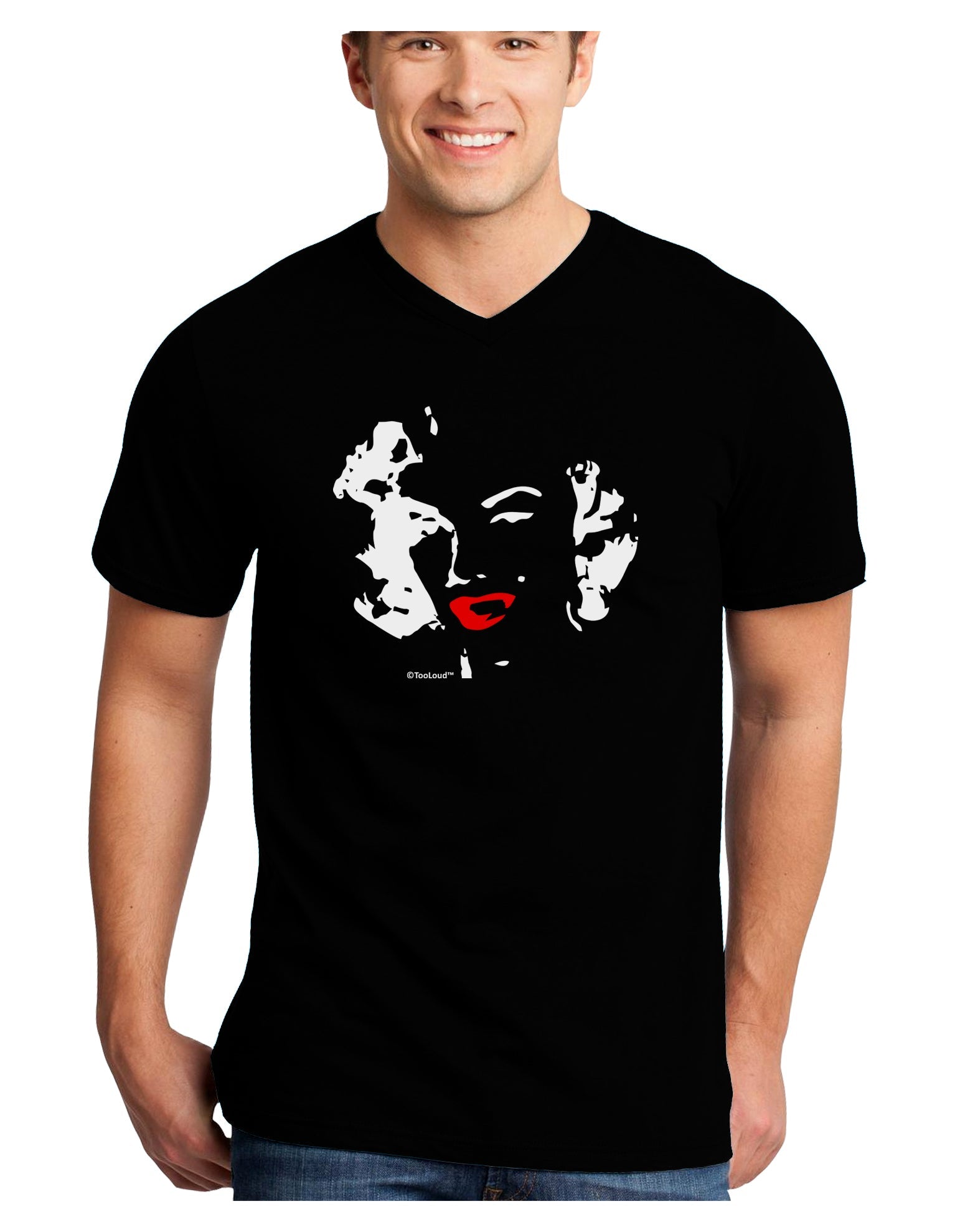 Marilyn Monroe Cutout Design Red Lips Adult Dark V-Neck T-Shirt by TooLoud-Mens V-Neck T-Shirt-TooLoud-Black-Small-Davson Sales