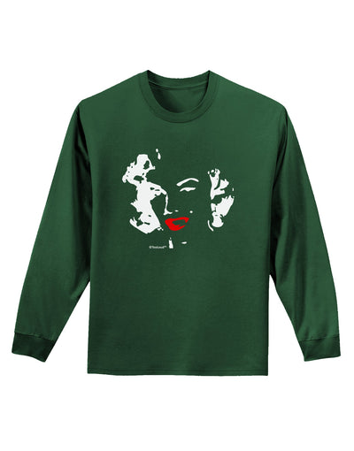 Marilyn Monroe Cutout Design Red Lips Adult Long Sleeve Dark T-Shirt by TooLoud-TooLoud-Dark-Green-Small-Davson Sales