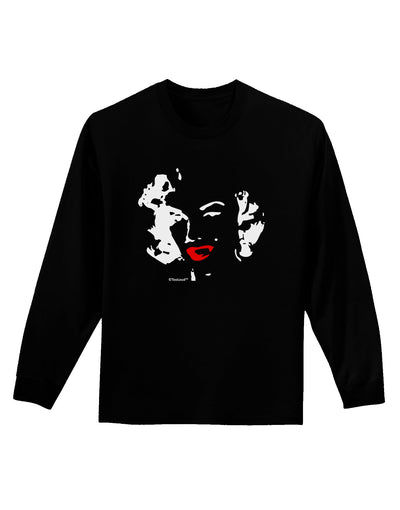 Marilyn Monroe Cutout Design Red Lips Adult Long Sleeve Dark T-Shirt by TooLoud-TooLoud-Black-Small-Davson Sales