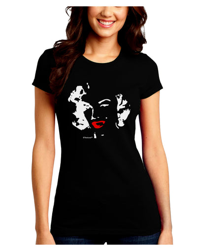 Marilyn Monroe Cutout Design Red Lips Juniors Crew Dark T-Shirt by TooLoud-T-Shirts Juniors Tops-TooLoud-Black-Juniors Fitted Small-Davson Sales