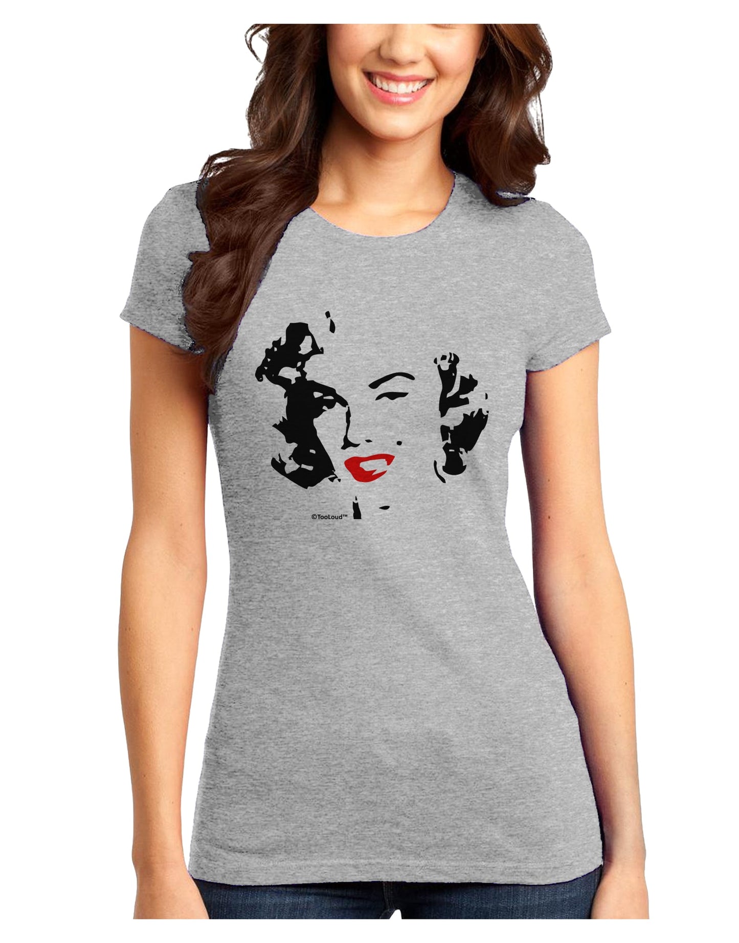 Marilyn Monroe Cutout Design Red Lips Juniors T-Shirt by TooLoud-Womens Juniors T-Shirt-TooLoud-Ash-Gray-Juniors Fitted X-Small-Davson Sales