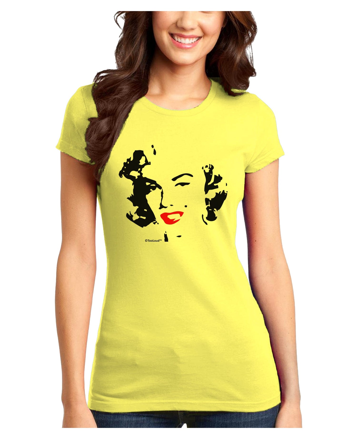 Marilyn Monroe Cutout Design Red Lips Juniors T-Shirt by TooLoud-Womens Juniors T-Shirt-TooLoud-Yellow-Juniors Fitted X-Small-Davson Sales
