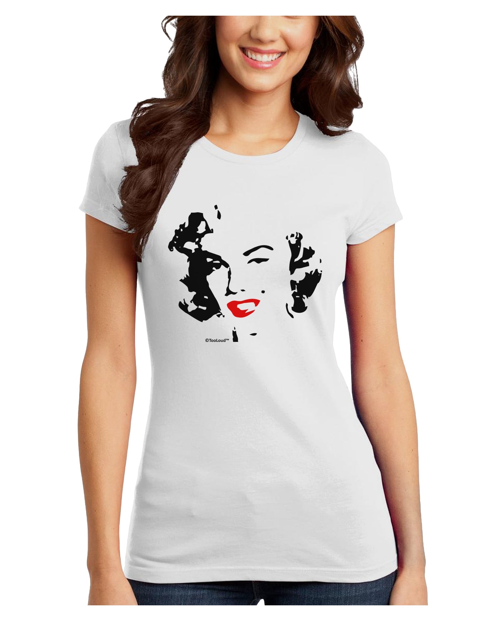 Marilyn Monroe Cutout Design Red Lips Juniors T-Shirt by TooLoud-Womens Juniors T-Shirt-TooLoud-White-Juniors Fitted X-Small-Davson Sales