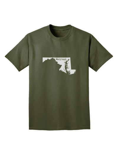 Maryland - United States Shape Adult Dark T-Shirt by TooLoud-Mens T-Shirt-TooLoud-Military-Green-Small-Davson Sales