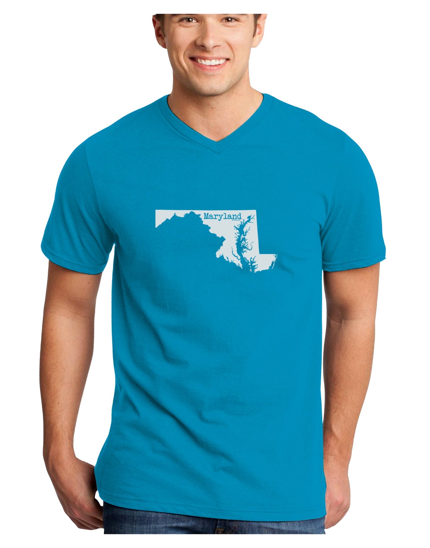 Maryland - United States Shape Adult Dark V-Neck T-Shirt by TooLoud-Mens V-Neck T-Shirt-TooLoud-Turquoise-Small-Davson Sales