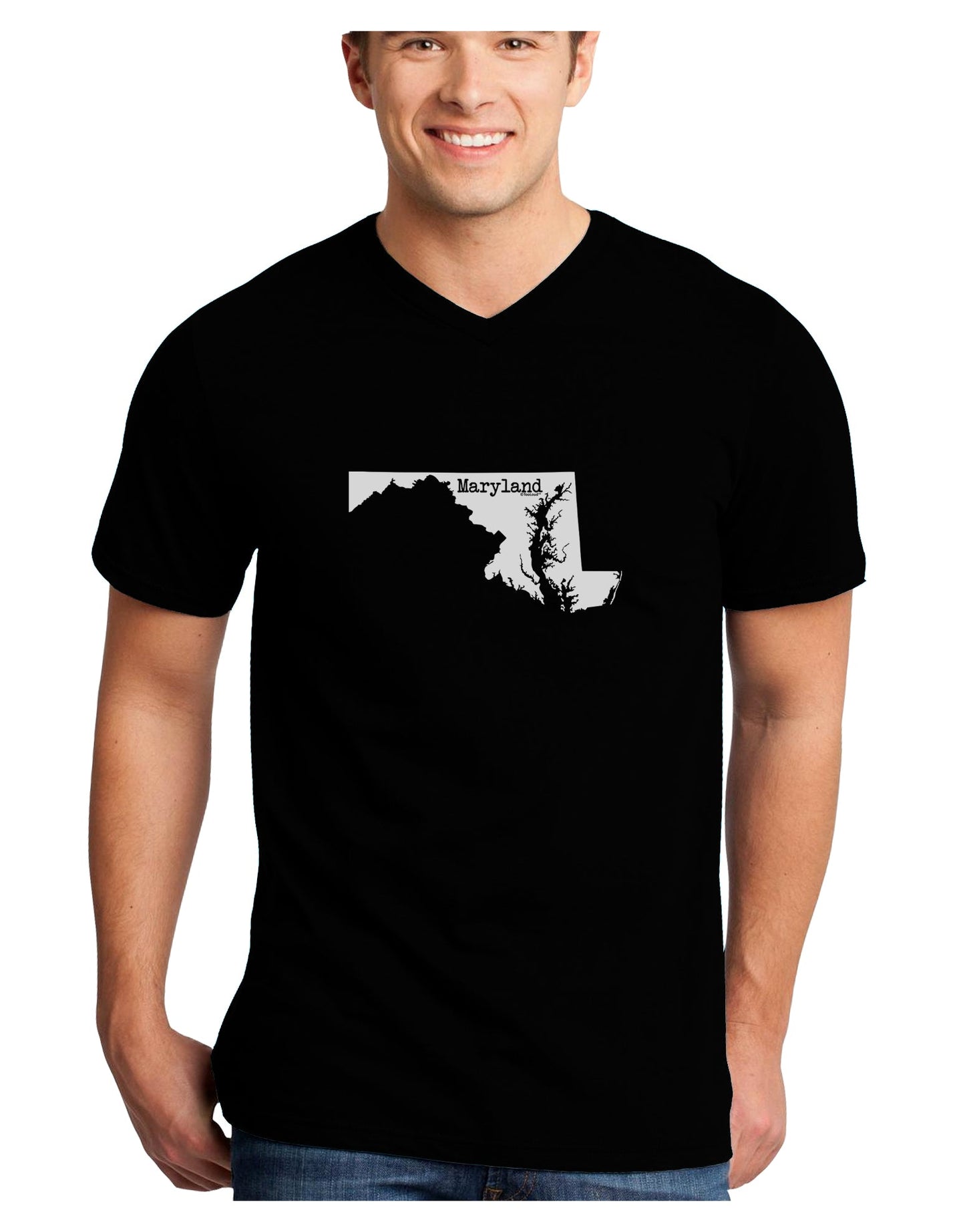 Maryland - United States Shape Adult Dark V-Neck T-Shirt by TooLoud-Mens V-Neck T-Shirt-TooLoud-Black-Small-Davson Sales
