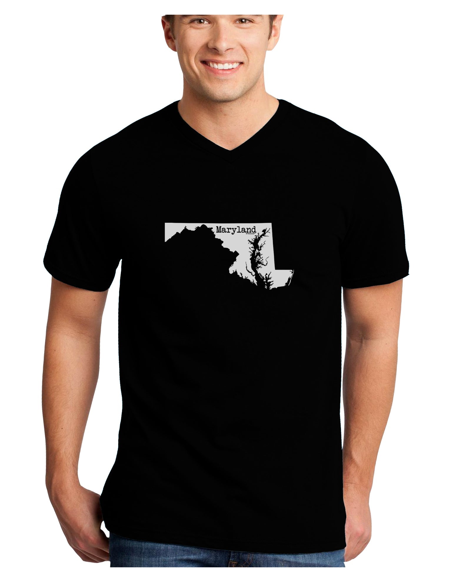 Maryland - United States Shape Adult Dark V-Neck T-Shirt by TooLoud-Mens V-Neck T-Shirt-TooLoud-Black-Small-Davson Sales