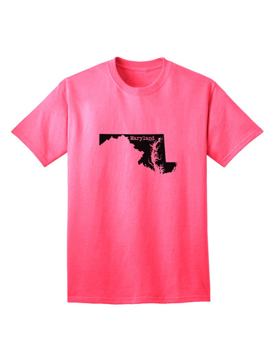 Maryland - United States Shape Adult T-Shirt: A Stylish Addition to Your Wardrobe by TooLoud-Mens T-shirts-TooLoud-Neon-Pink-Small-Davson Sales