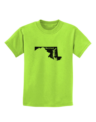 Maryland - United States Shape Childrens T-Shirt by TooLoud-Childrens T-Shirt-TooLoud-Lime-Green-X-Small-Davson Sales