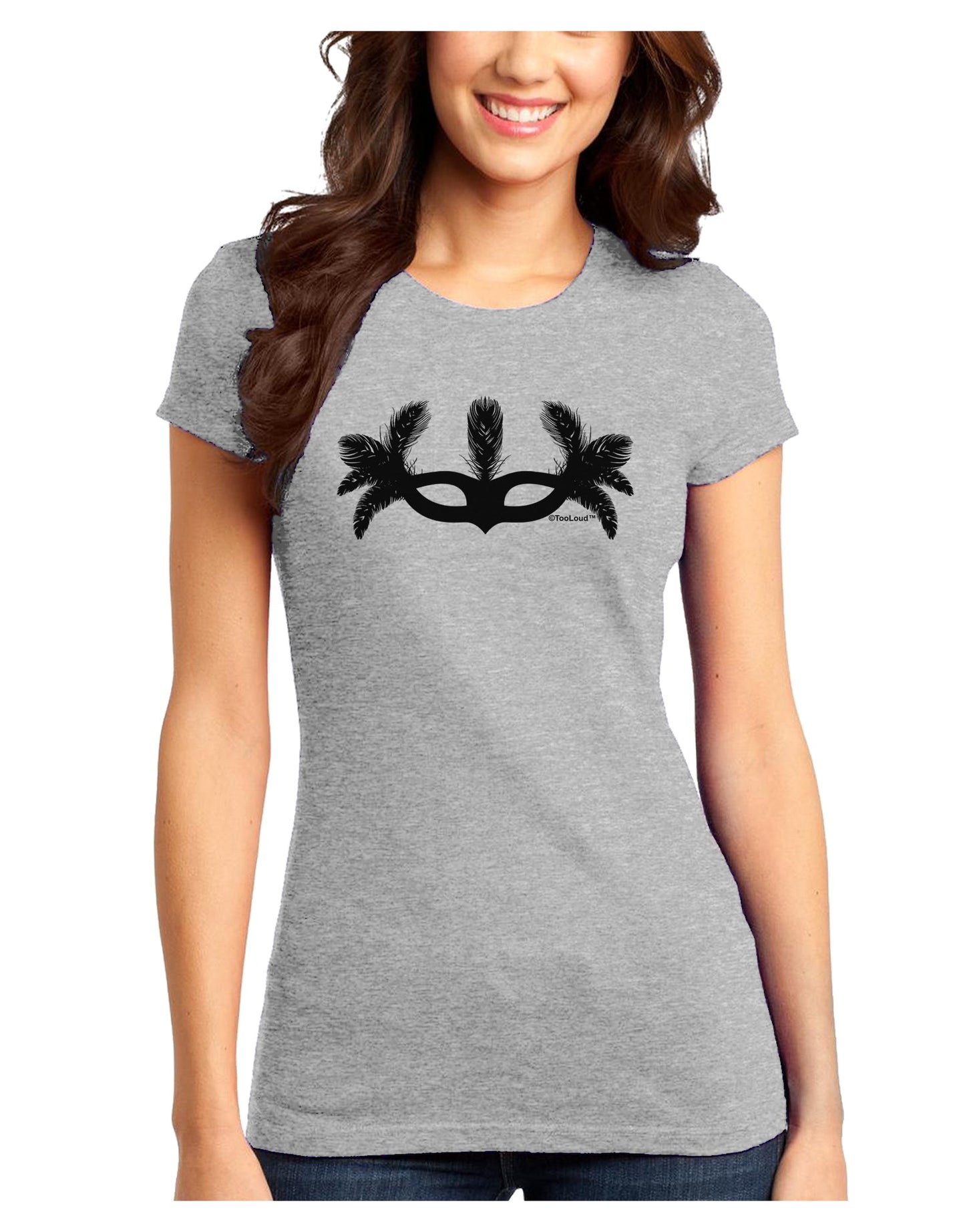 Masquerade Mask Silhouette Juniors T-Shirt by TooLoud-Womens Juniors T-Shirt-TooLoud-Ash-Gray-Juniors Fitted X-Small-Davson Sales