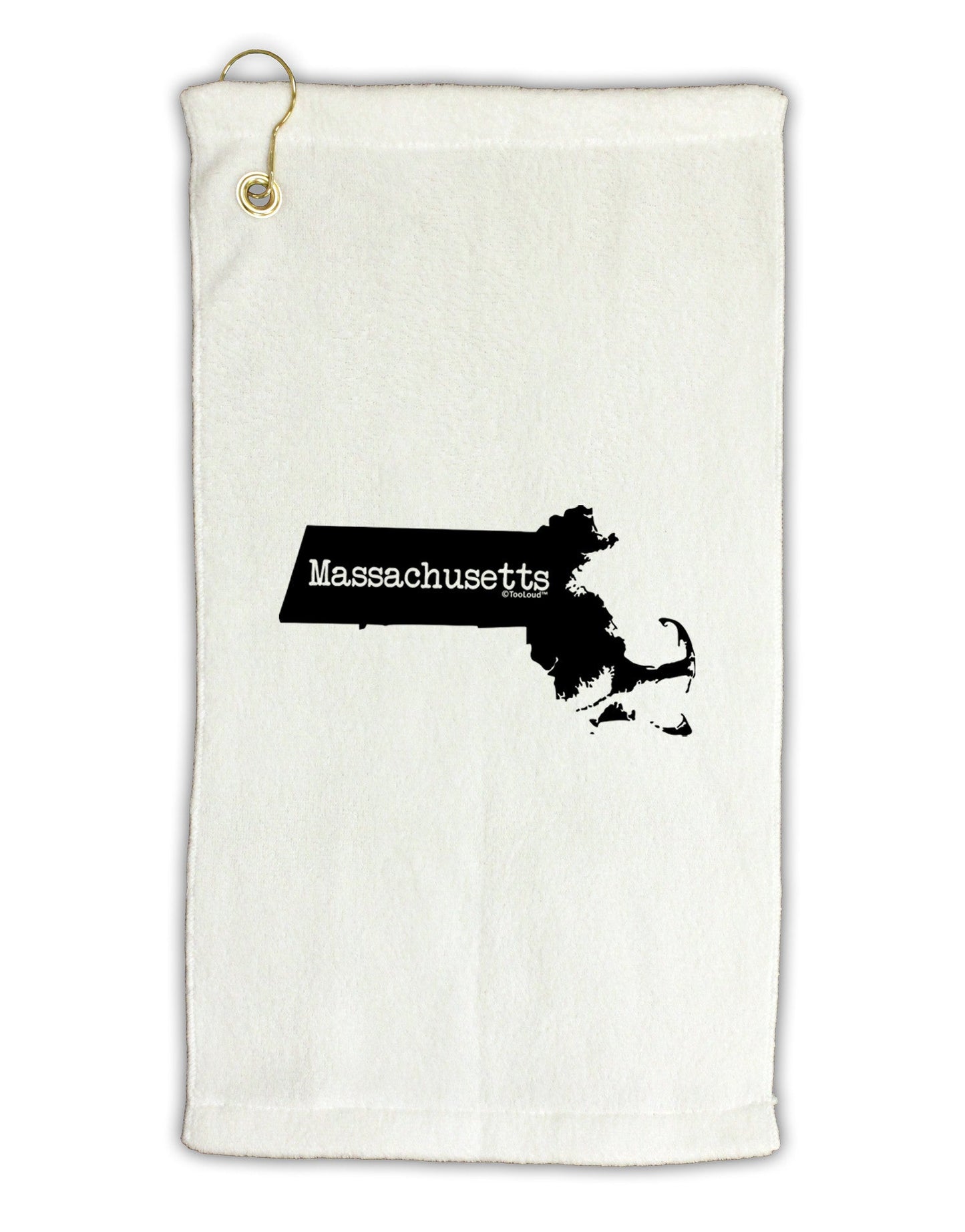 Massachusetts - United States Shape Micro Terry Gromet Golf Towel 11"x19-Golf Towel-TooLoud-White-Davson Sales