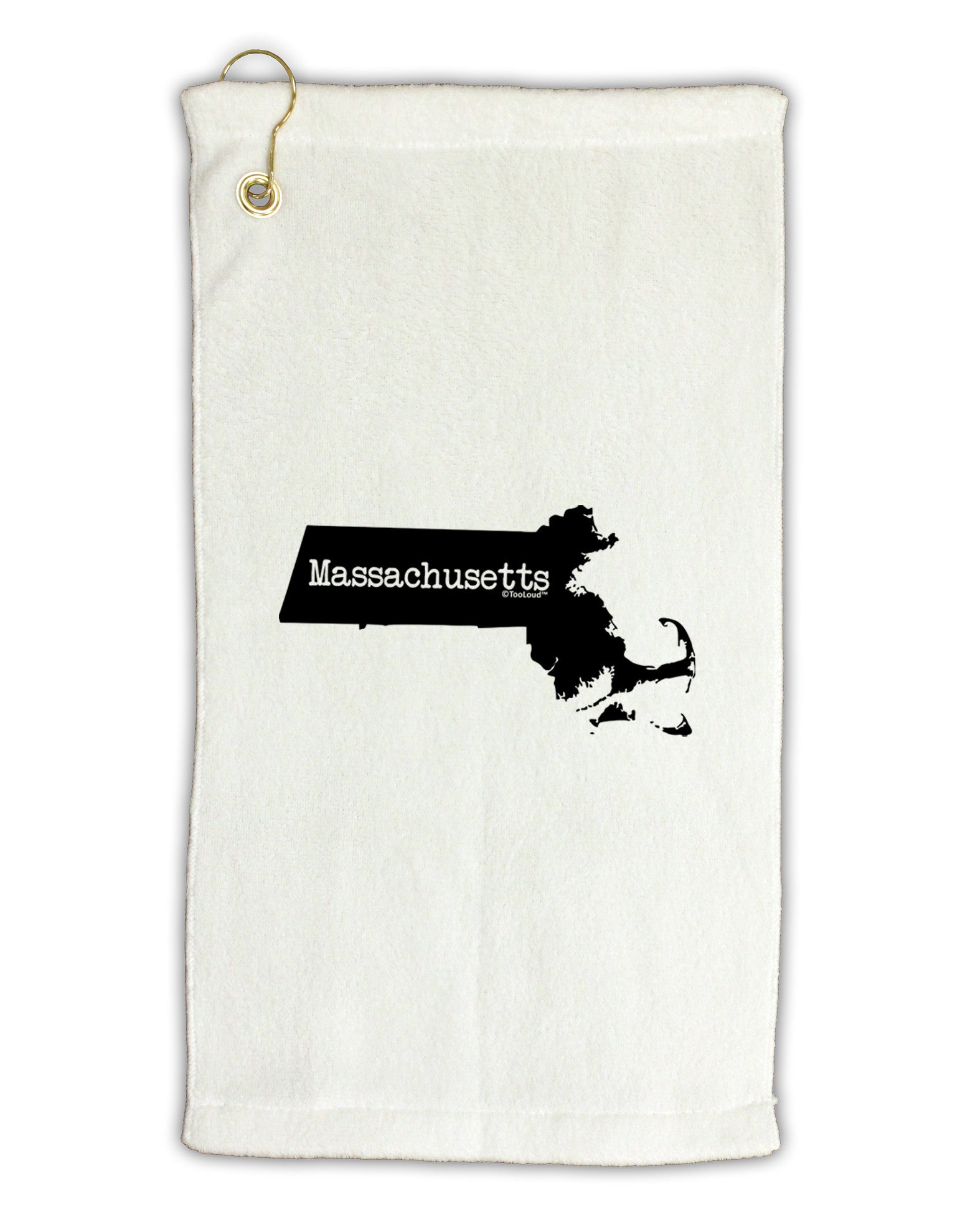 Massachusetts - United States Shape Micro Terry Gromet Golf Towel 11"x19-Golf Towel-TooLoud-White-Davson Sales