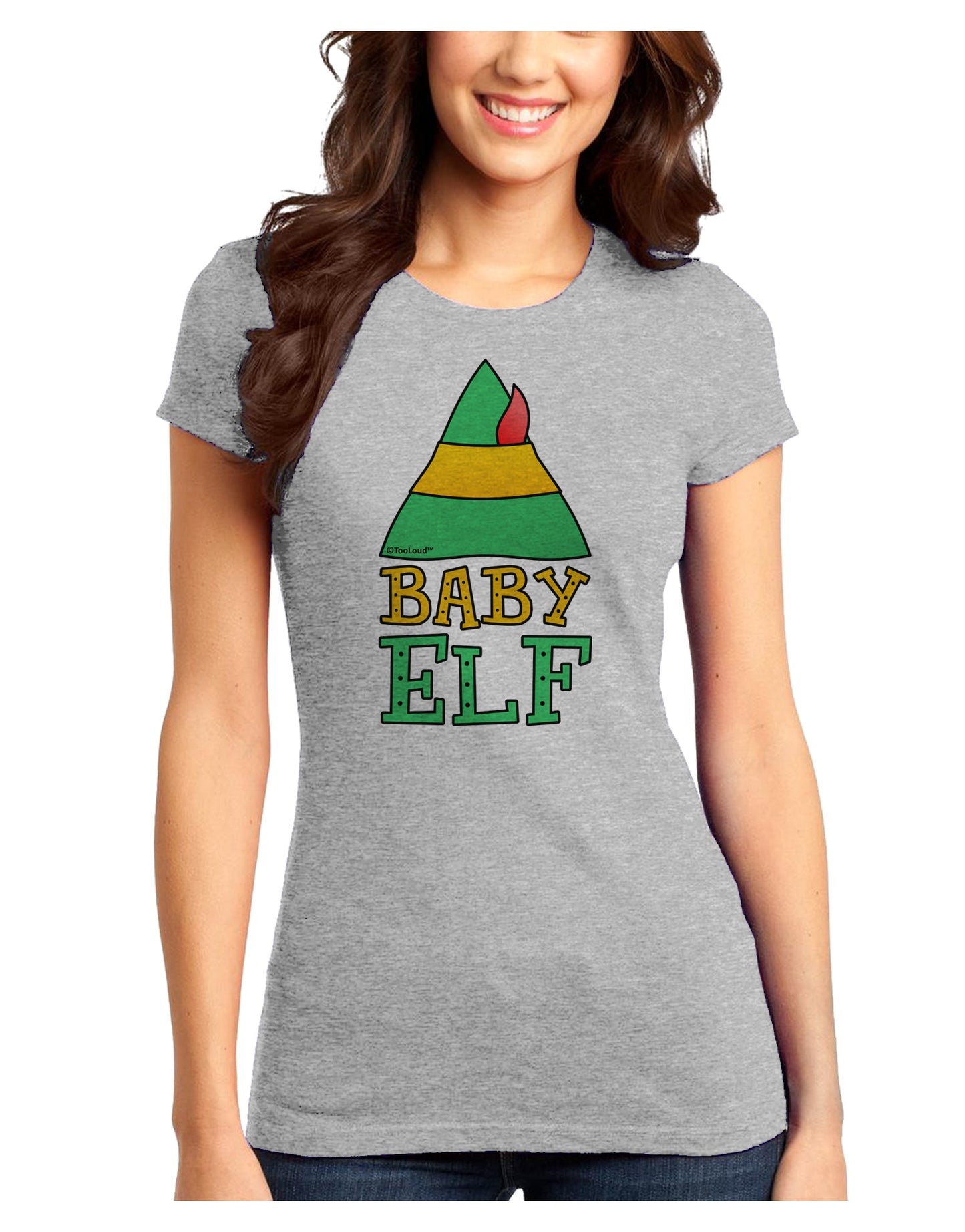 Matching Christmas Design - Elf Family - Baby Elf Juniors T-Shirt by TooLoud-Womens Juniors T-Shirt-TooLoud-Ash-Gray-Juniors Fitted X-Small-Davson Sales