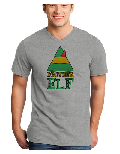 Matching Christmas Design - Elf Family - Brother Elf Adult V-Neck T-shirt-Mens V-Neck T-Shirt-TooLoud-HeatherGray-Small-Davson Sales