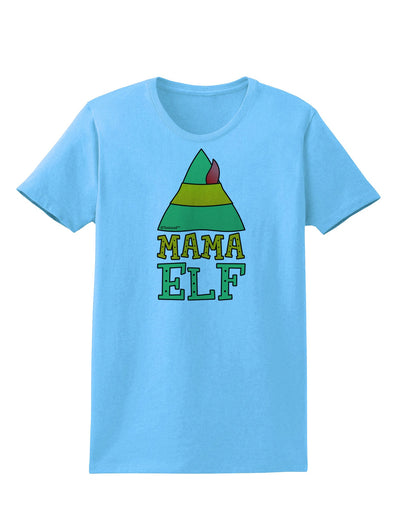 Matching Christmas Design - Elf Family - Mama Elf Womens T-Shirt-Womens T-Shirt-TooLoud-Aquatic-Blue-X-Small-Davson Sales