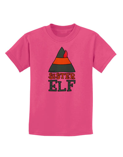 Matching Christmas Design - Elf Family - Sister Elf Childrens T-Shirt-Childrens T-Shirt-TooLoud-Sangria-X-Small-Davson Sales