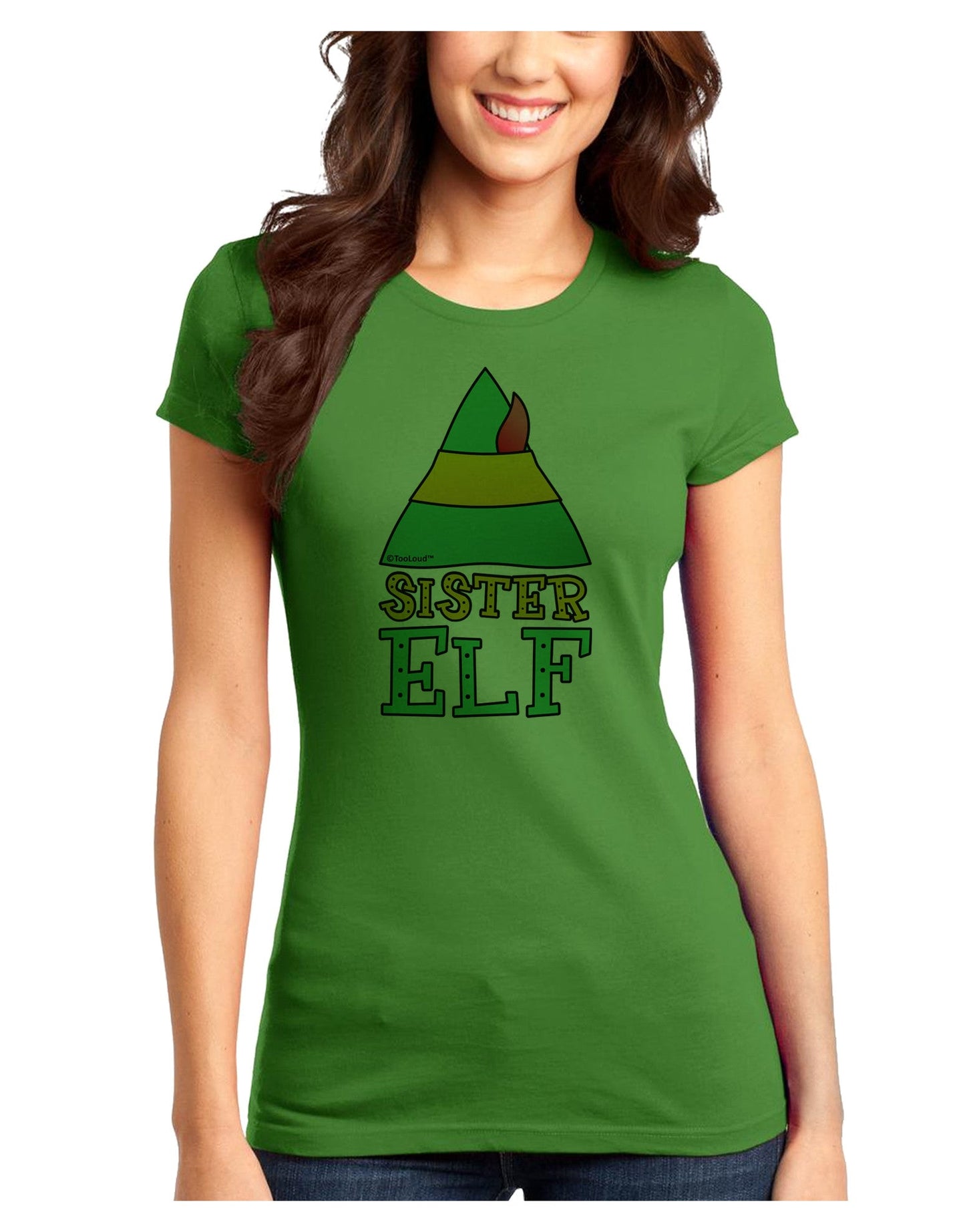 Matching Christmas Design - Elf Family - Sister Elf Juniors T-Shirt-Womens Juniors T-Shirt-TooLoud-Kiwi-Green-Juniors Fitted X-Small-Davson Sales