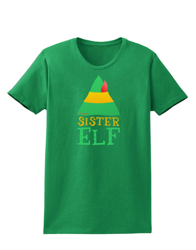 Matching Christmas Design - Elf Family - Sister Elf Womens Dark T-Shirt-Womens T-Shirt-TooLoud-Kelly-Green-X-Small-Davson Sales