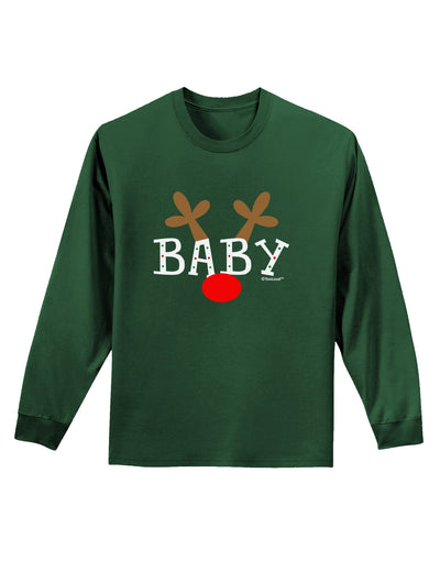 Matching Family Christmas Design - Reindeer - Baby Adult Long Sleeve Dark T-Shirt by TooLoud-TooLoud-Dark-Green-Small-Davson Sales