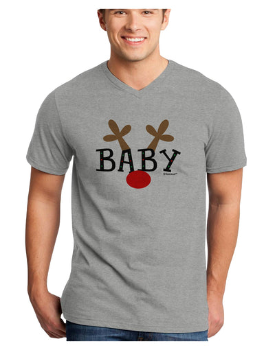Matching Family Christmas Design - Reindeer - Baby Adult V-Neck T-shirt by TooLoud-Mens V-Neck T-Shirt-TooLoud-HeatherGray-Small-Davson Sales