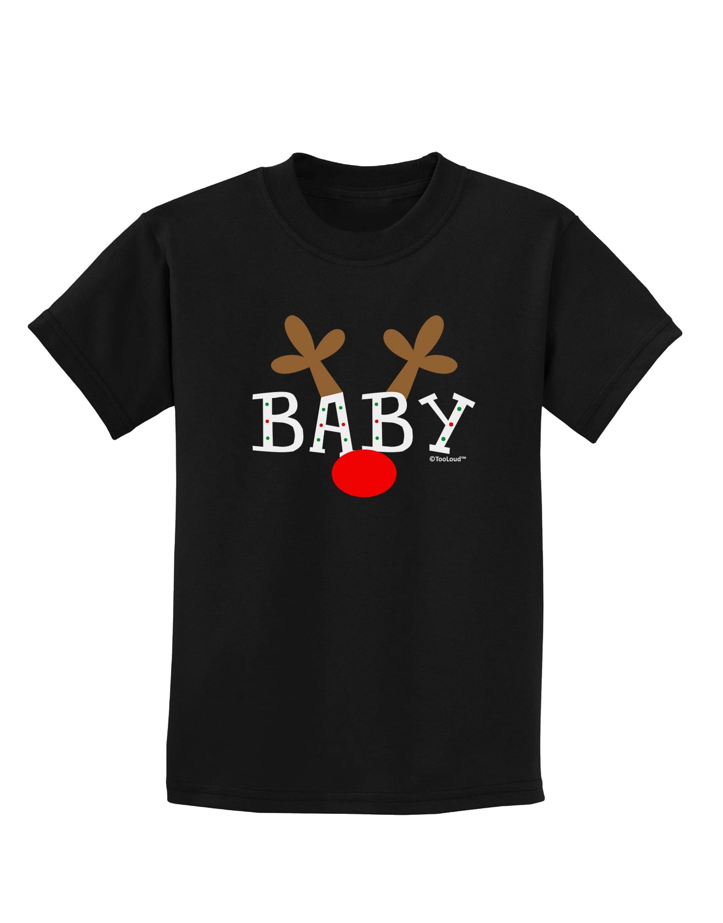 Matching Family Christmas Design - Reindeer - Baby Childrens Dark T-Shirt by TooLoud-Childrens T-Shirt-TooLoud-Black-X-Small-Davson Sales