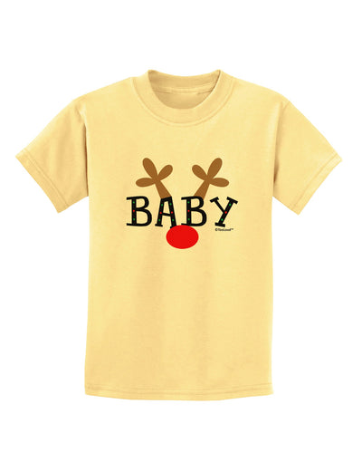 Matching Family Christmas Design - Reindeer - Baby Childrens T-Shirt by TooLoud-Childrens T-Shirt-TooLoud-Daffodil-Yellow-X-Small-Davson Sales