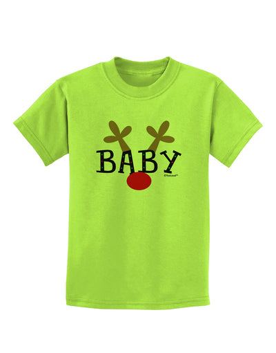 Matching Family Christmas Design - Reindeer - Baby Childrens T-Shirt by TooLoud-Childrens T-Shirt-TooLoud-Lime-Green-X-Small-Davson Sales