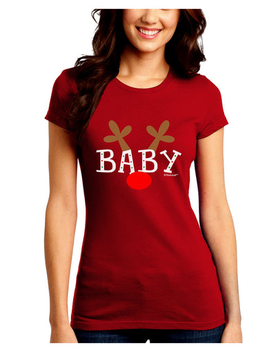 Matching Family Christmas Design - Reindeer - Baby Juniors Crew Dark T-Shirt by TooLoud-T-Shirts Juniors Tops-TooLoud-Red-Juniors Fitted Small-Davson Sales