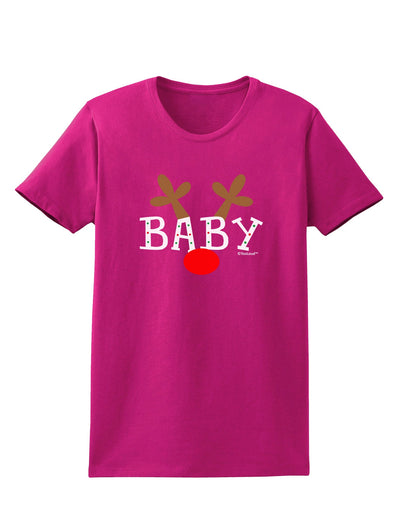 Matching Family Christmas Design - Reindeer - Baby Womens Dark T-Shirt by TooLoud-Womens T-Shirt-TooLoud-Hot-Pink-Small-Davson Sales