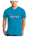 Matching Family Christmas Design - Reindeer - Brother Adult Dark V-Neck T-Shirt by TooLoud-Mens V-Neck T-Shirt-TooLoud-Turquoise-Small-Davson Sales