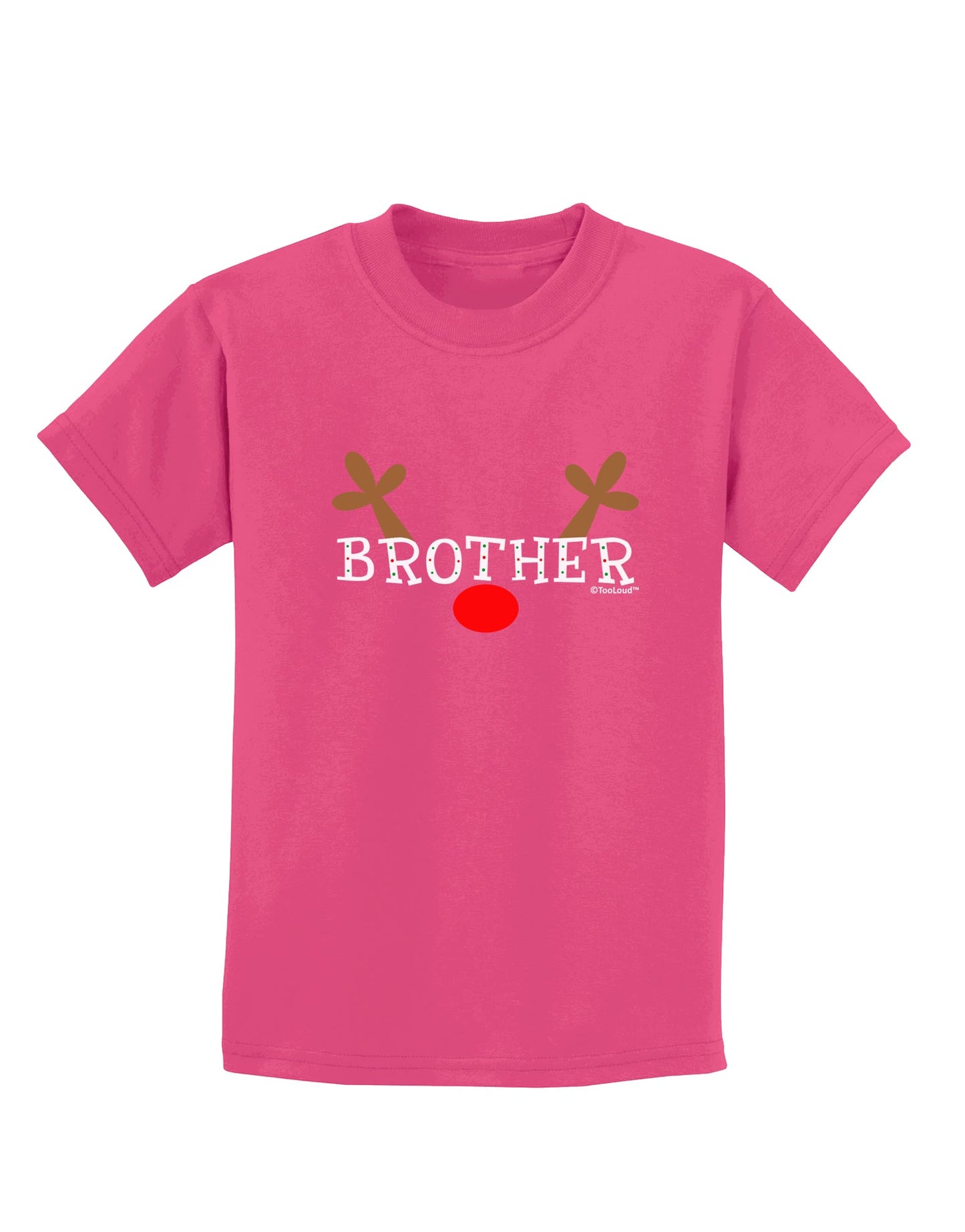 Matching Family Christmas Design - Reindeer - Brother Childrens Dark T-Shirt by TooLoud-Childrens T-Shirt-TooLoud-Sangria-X-Small-Davson Sales