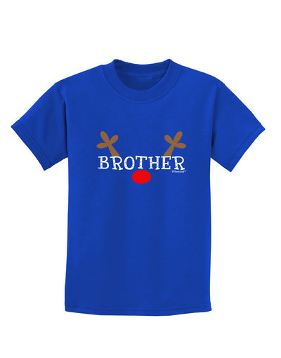Matching Family Christmas Design - Reindeer - Brother Childrens Dark T-Shirt by TooLoud-Childrens T-Shirt-TooLoud-Royal-Blue-X-Small-Davson Sales