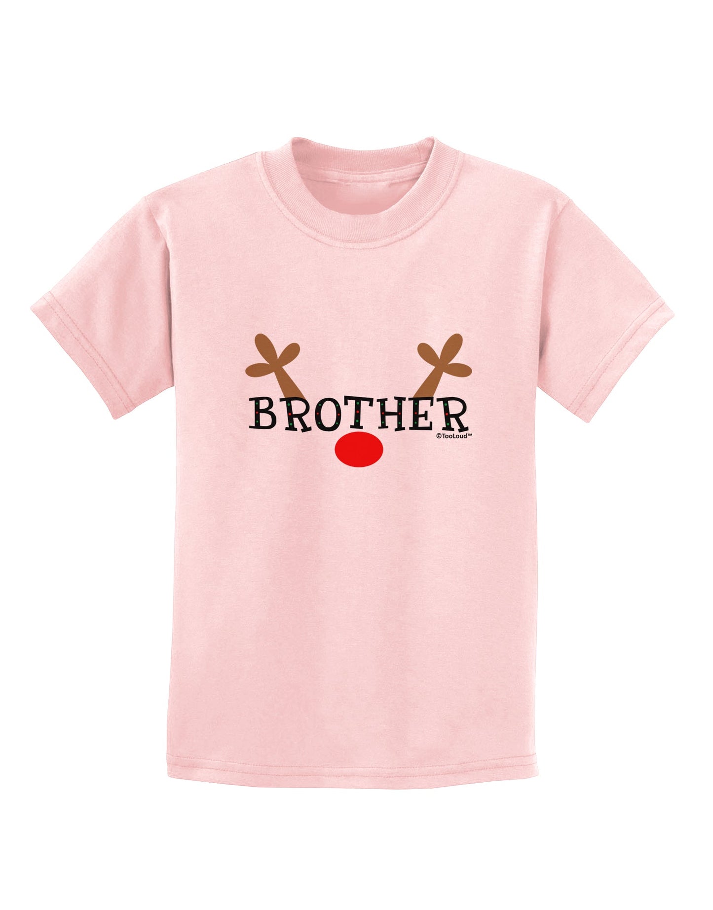 Matching Family Christmas Design - Reindeer - Brother Childrens T-Shirt by TooLoud-Childrens T-Shirt-TooLoud-PalePink-X-Small-Davson Sales