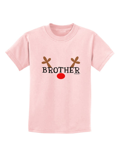 Matching Family Christmas Design - Reindeer - Brother Childrens T-Shirt by TooLoud-Childrens T-Shirt-TooLoud-PalePink-X-Small-Davson Sales