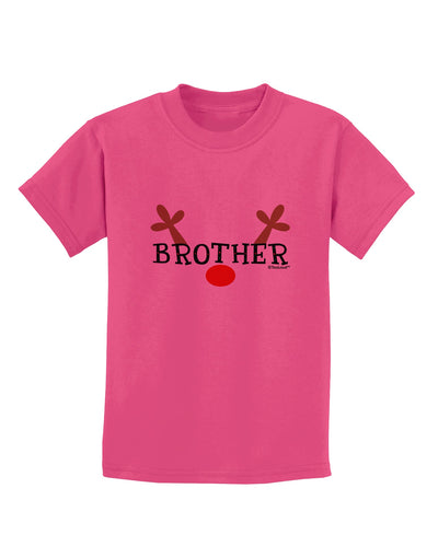 Matching Family Christmas Design - Reindeer - Brother Childrens T-Shirt by TooLoud-Childrens T-Shirt-TooLoud-Sangria-X-Small-Davson Sales